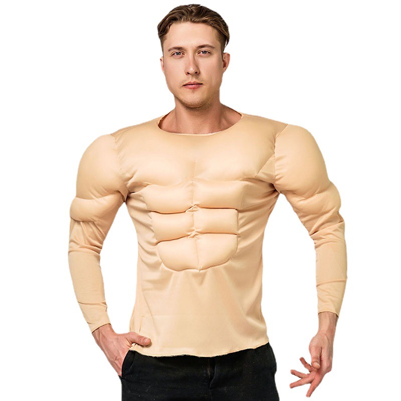 Men's Halloween Role Play Cross-border Fake Abdominal Muscle T-shirt Party Costume