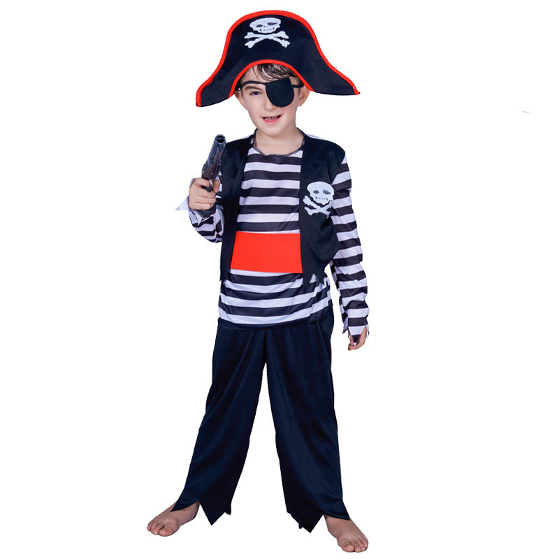 Children's Striped Pirate Look Masquerade Stage Performance Costume