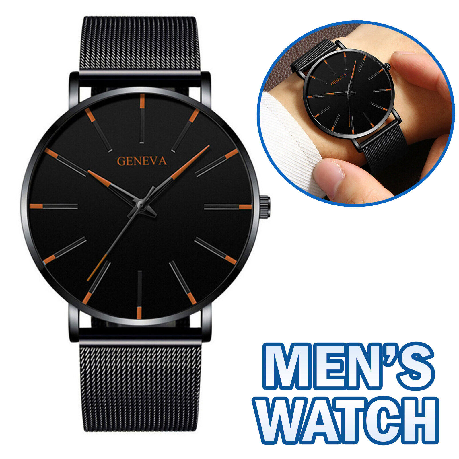 Waterproof Men's Watch Stainless Steel Quartz Analog Wristwatches Sport Fashion