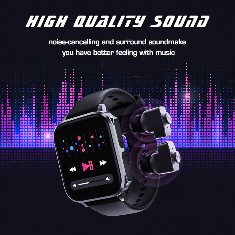 Two-in-one Bluetooth Headset Call Smart Watch Heart Rate Blood Pressure Controlled By Music Smart Watch